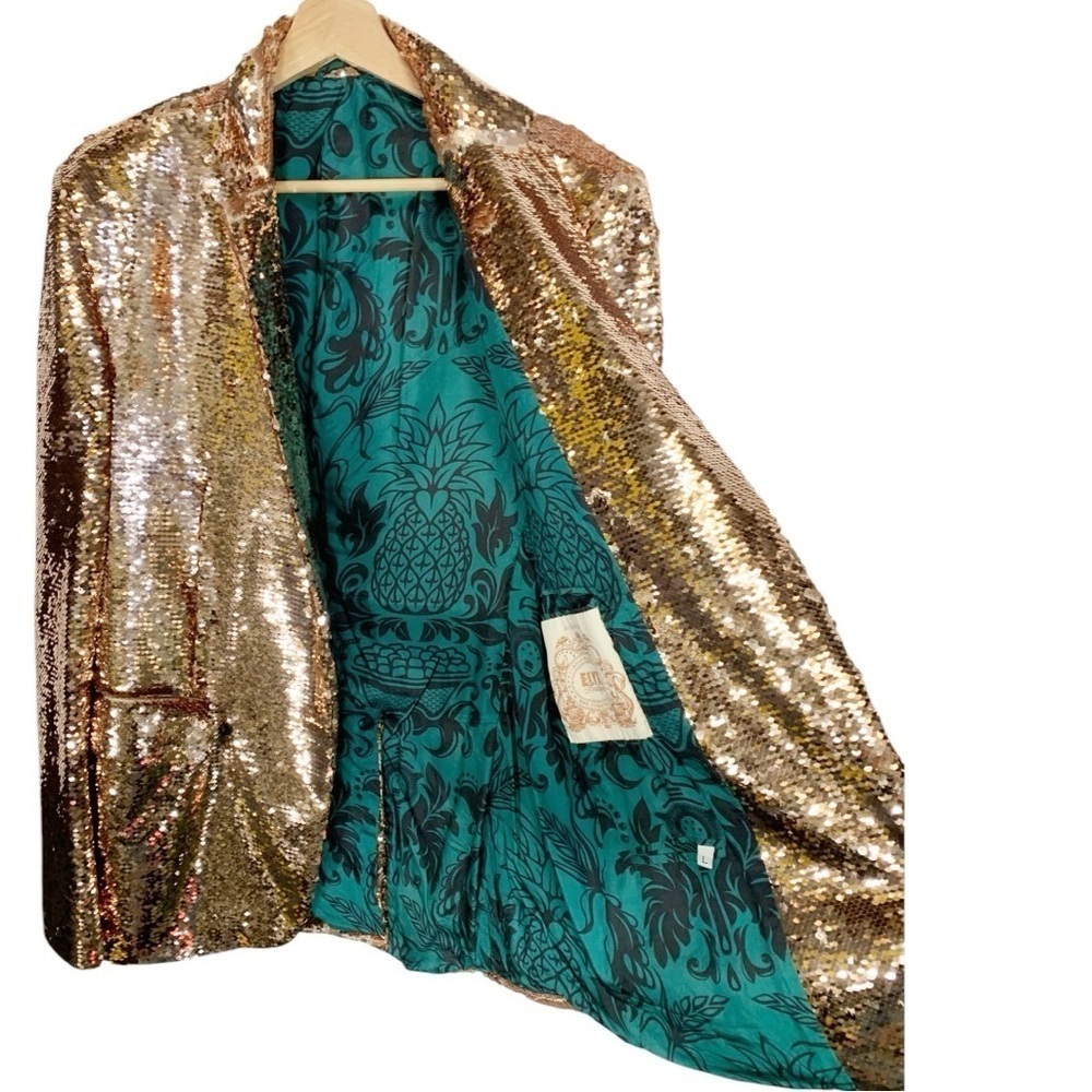 Any Old Iron Sequin Blazer Jacket Size Large - Picture 10 of 13